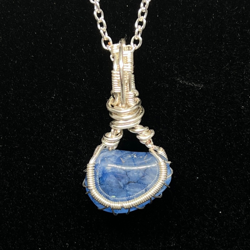 Handmade wire wrapped blue stone